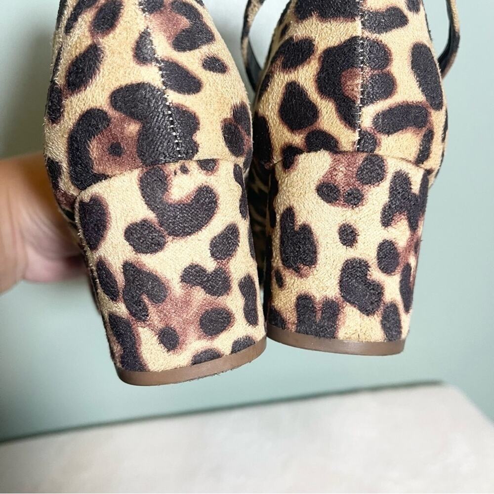 Ollio Women's Brown Leopard Faux Suede Chunky Mid-Heel Ankle Strap Pumps Size 9‎ - Picture 9 of 13